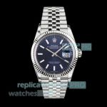 B Factory Swiss Replica Rolex Datejust 36mm Blue Dial 904L Stainless Steel Jubilee Watch 